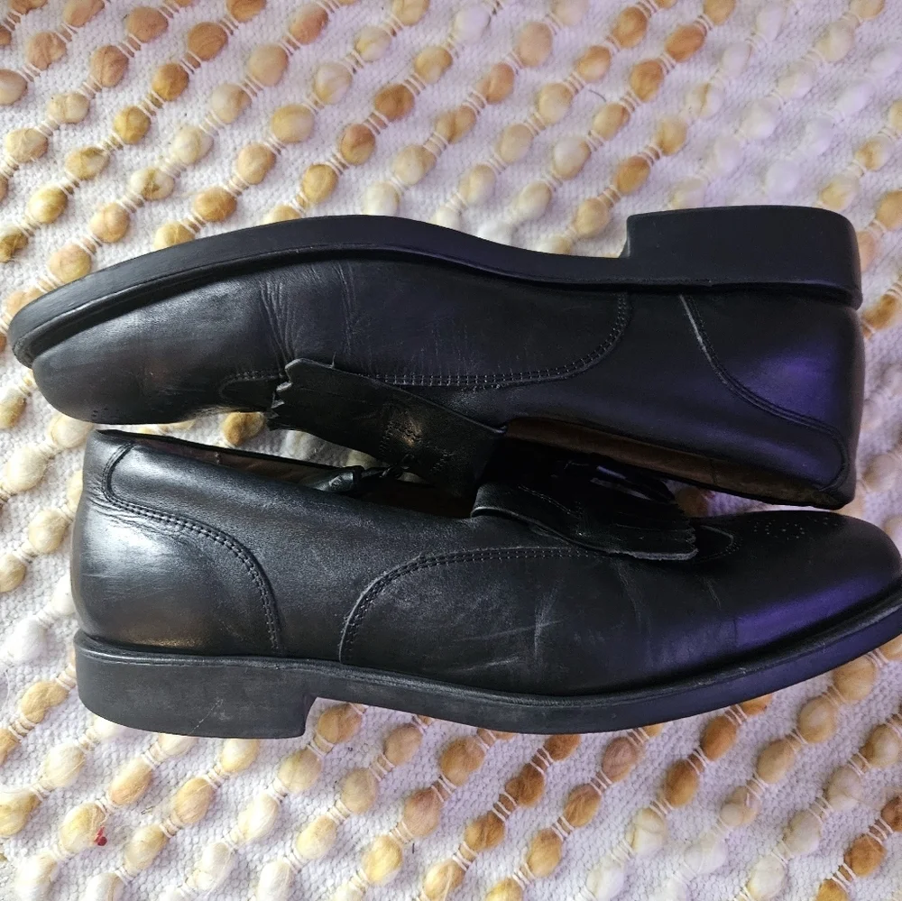 Sandro Moscoloni‎ Black Vineyard Leather  Tassel Loafers Men 10.5 D